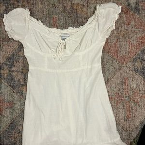 URBAN OUTFITTERS tie front mini white babydoll dress